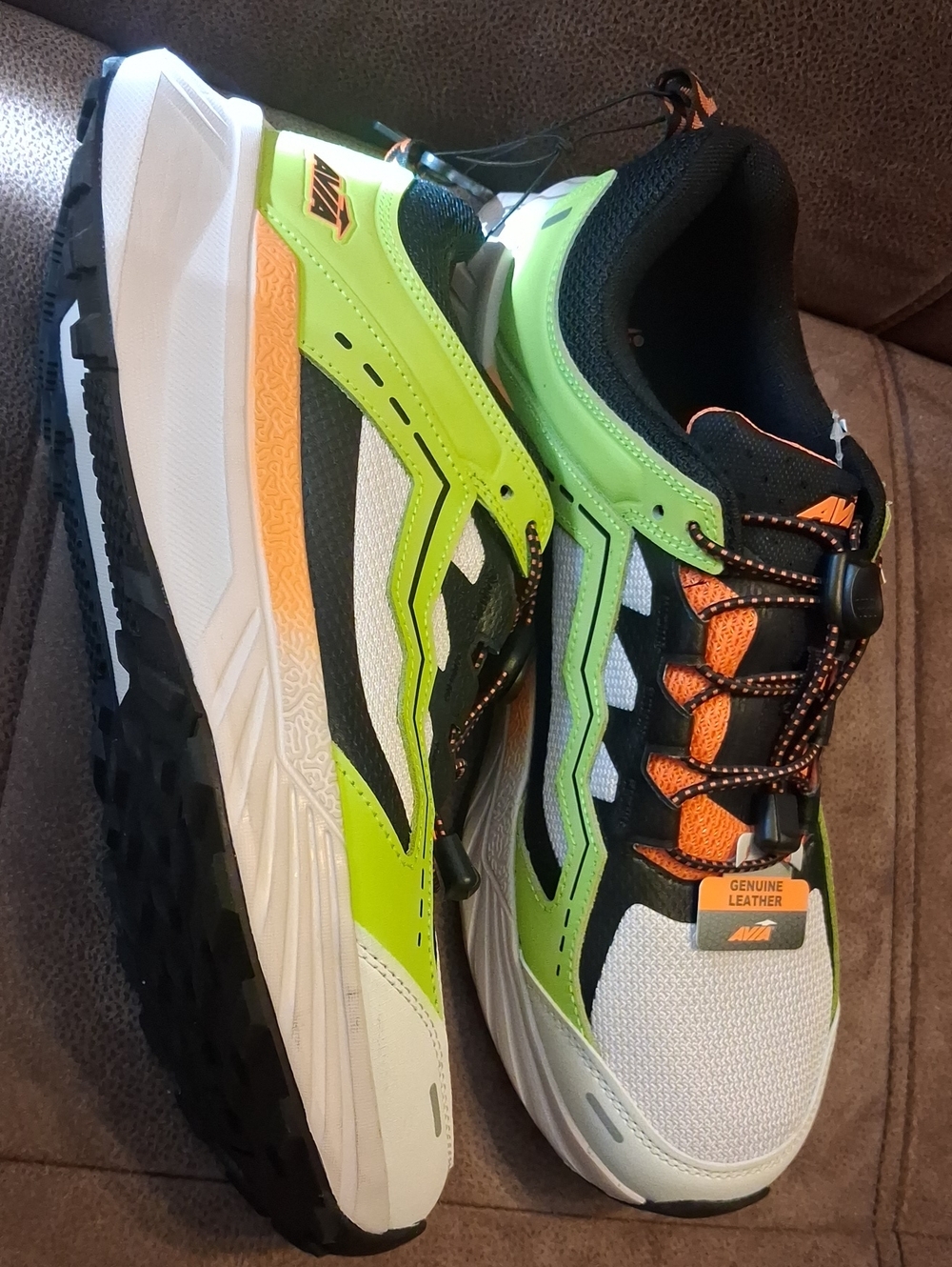 Avia Men's Neon Lime and Orange Trail Sneakers Size 12